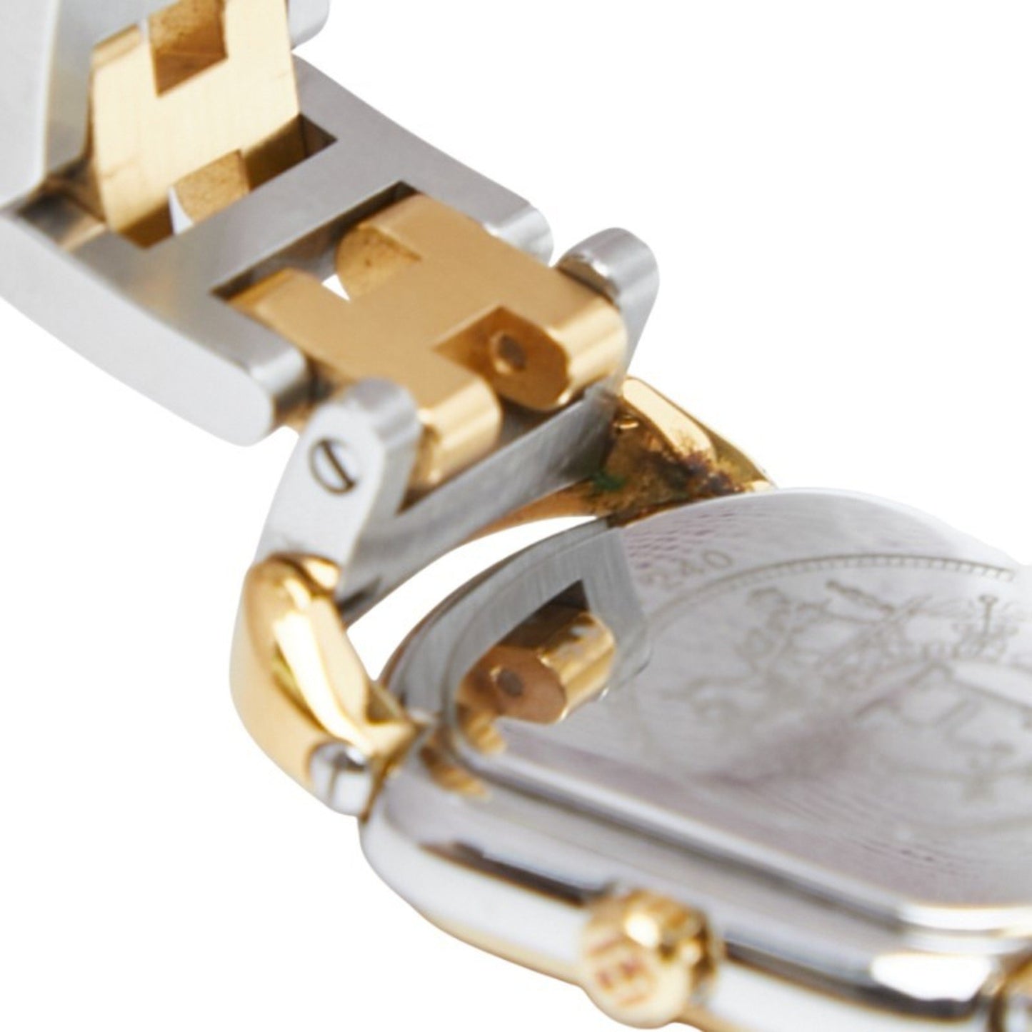 Herms Rallye Watch Ra1.240 Quartz Beige Dial Stainless Steel Plated