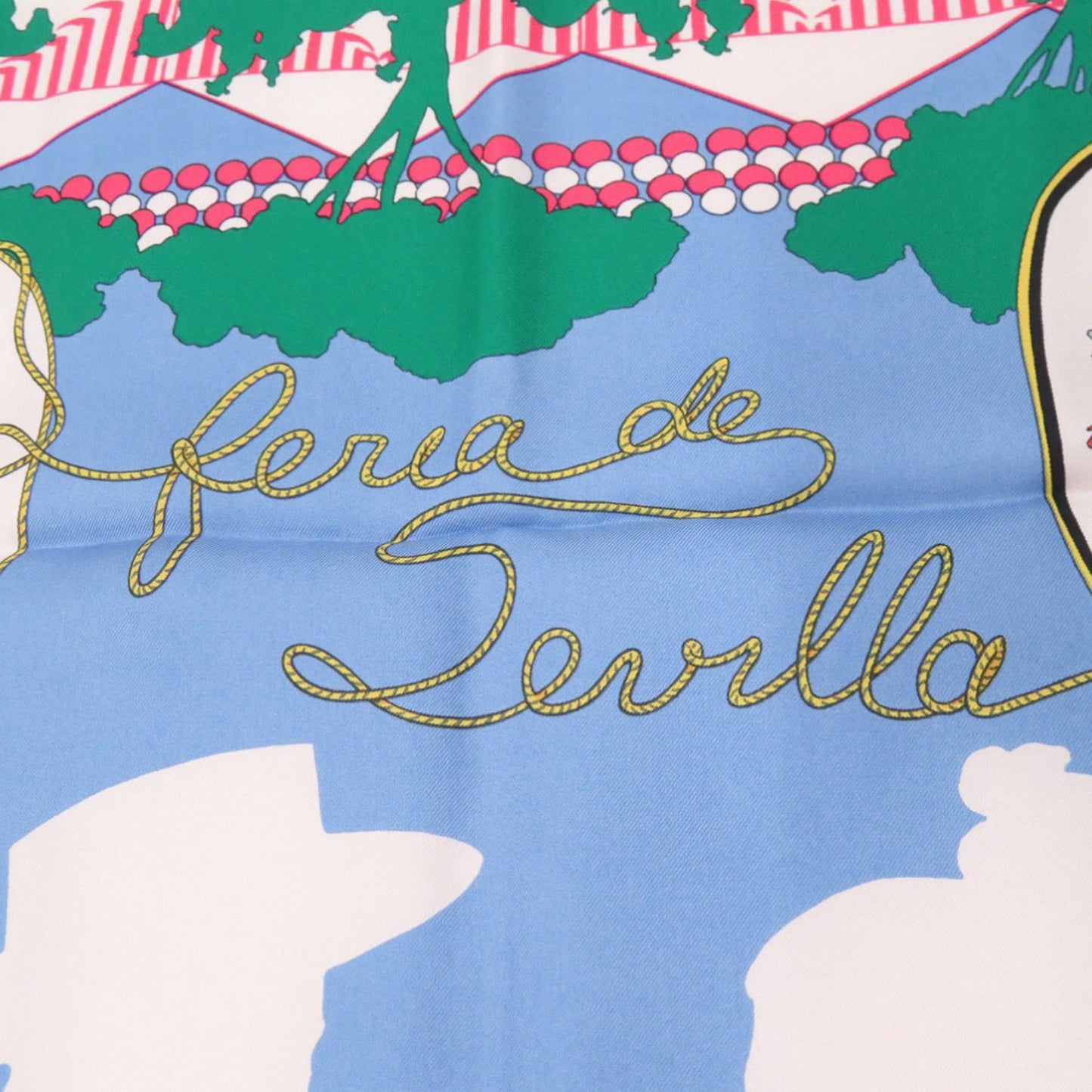 Herms Carr 90 Feria De Sevilla Seville Holidays Silk Green Scarf Muffler 0119 Hermes
