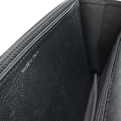 Chanel Mademoiselle Matelasse Chain Wallet Shoulder Bag Pochette Leather Black A80972