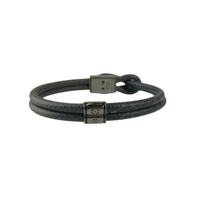 Louis Vuitton Monogram Eclipse Taiga Loop It Bracelet M6780 Black Leather