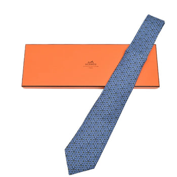 Hermes Hermes Tie Pattern 100% Silk Light Blue Green