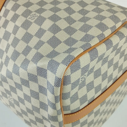Louis Vuitton Louis Vuitton Damier Azur Keepall Bandouliere Boston Bag 55 N41429 White Leather