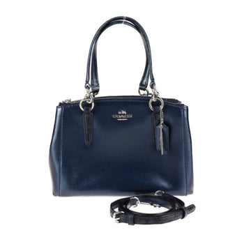 Coach Christy Handbag F55515 Leather Metallic Blue Shoulder Bag