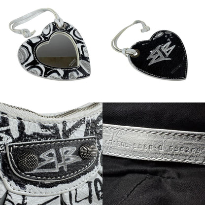 Balenciaga Le Cagole Xs Shoulder Bag In White And Black Leather