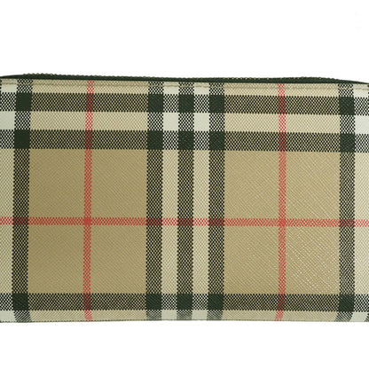 Burberry Check Round Long Wallet Pvc Leather