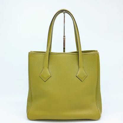 Hermes Victoria Cabas 32 Tote Bag In Taurillon Clemence Anise Green