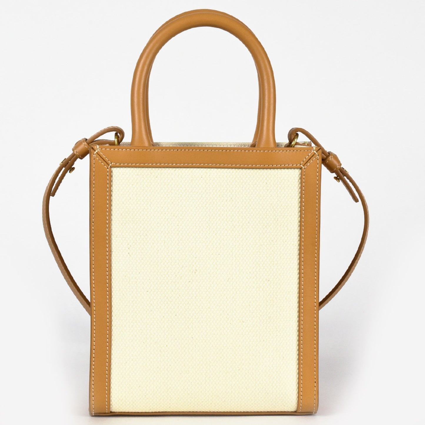 Celine Vertical Cabas Shoulder Bag Canvas Leather 193302Bnz.02Nt Natural (White) Tan