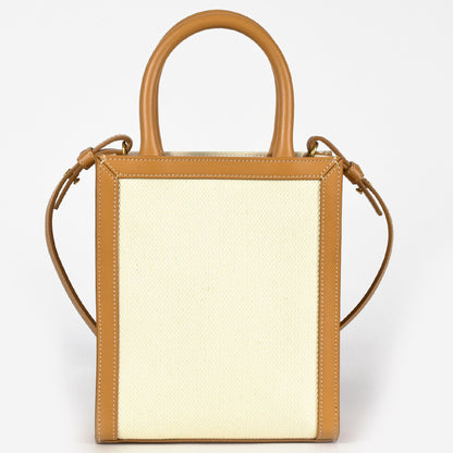 Celine Vertical Cabas Shoulder Bag Canvas Leather 193302Bnz.02Nt Natural (White) Tan