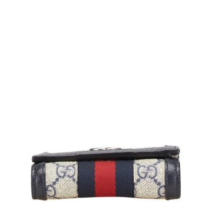 Gucci Gg Supreme Ophidia Bifold Wallet In Navy Leather