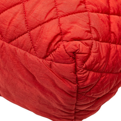 Chanel Coco Mark Cocoon Reversible Quilted Handbag Tote Bag Red Nylon