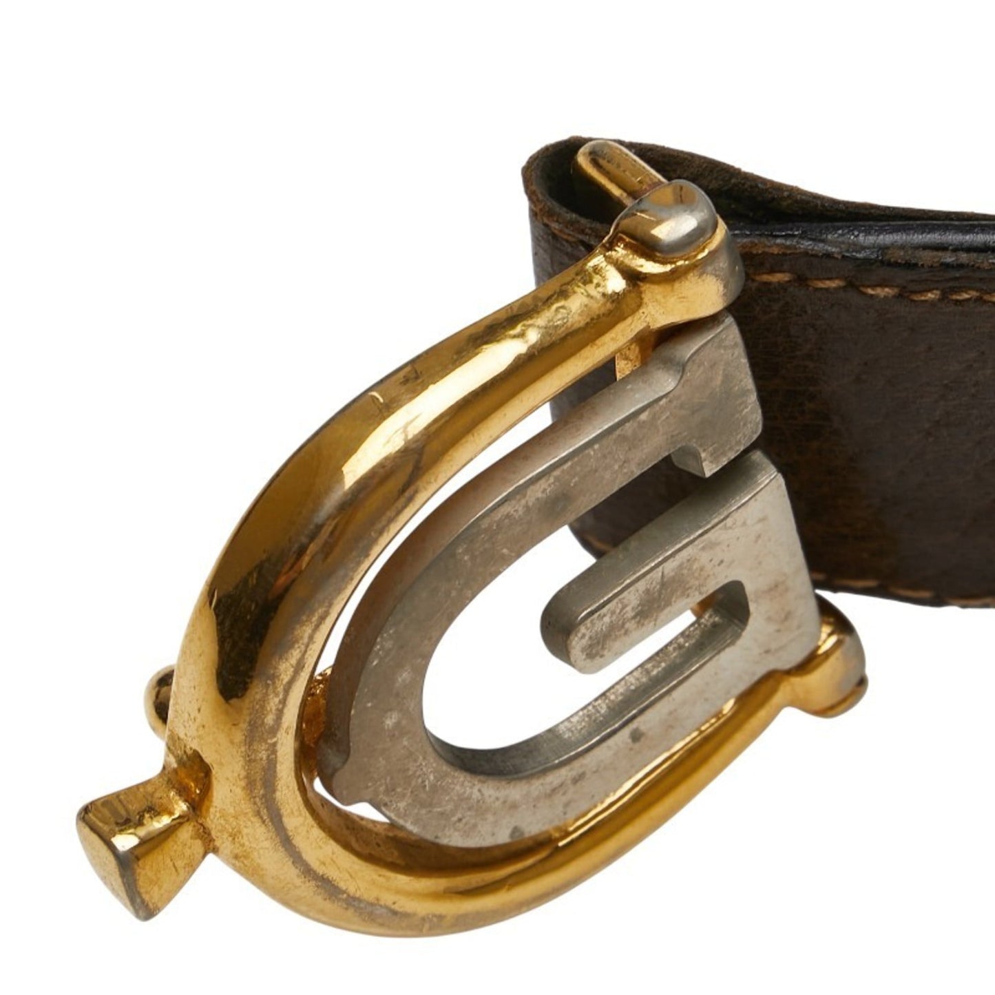 Gucci Old Belt Brown Beige Leather Canvas