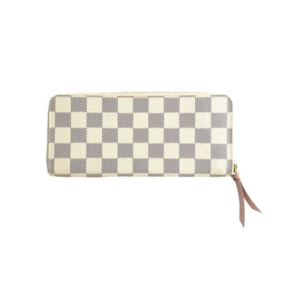 Louis Vuitton Louis Vuitton Long Wallet Portefeuille Clemence Damier Azur Round Zipper Canvas