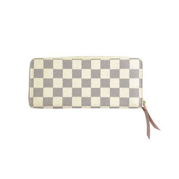 Louis Vuitton Louis Vuitton Long Wallet Portefeuille Clemence Damier Azur Round Zipper Canvas