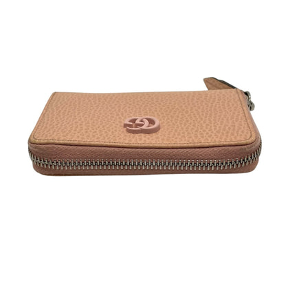 Gucci Business Card Case 644412 Leather Pink Beige Double G Marmont Wallet/Coin Compact Wallet Coin