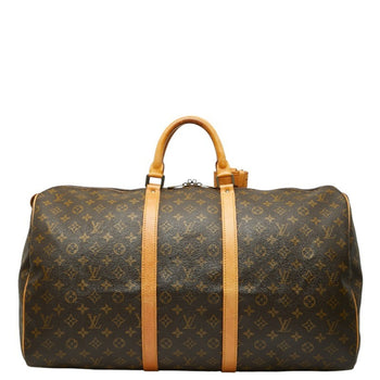 Louis Vuitton Monogram Keepall 55 Boston Bag/Travel Bag M41424 Brown Leather
