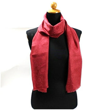 Salvatore Ferragamo Silk Wool Cashmere Stole Red Gancini Pattern
