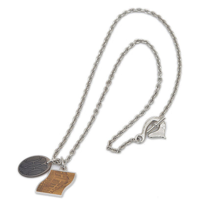 Hermes Herms Parade Necklace Buffalo Horn Silver Orange