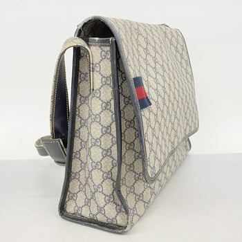 Gucci Gg Supreme Sherry Line Shoulder Bag 246411 Navy Beige