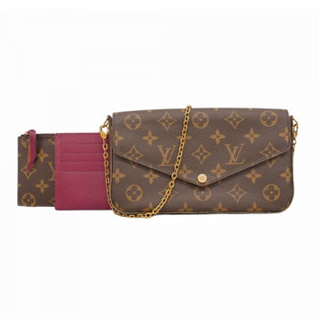 Louis Vuitton Monogram Pochette Felicie Shoulder Wallet M81896 Brown Fuchsia