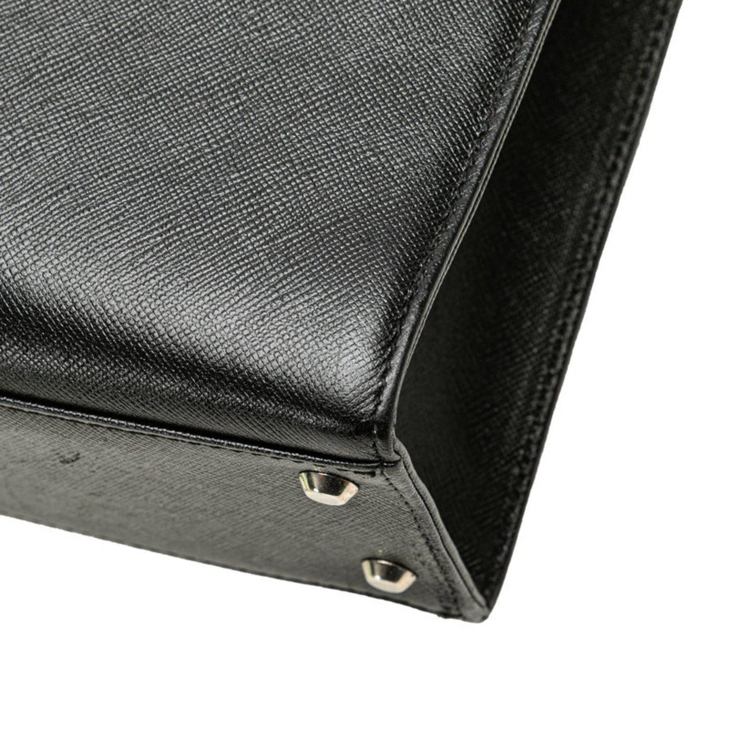 Burberry Nova Check Handbag Tote Bag Black Leather