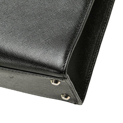 Burberry Nova Check Handbag Tote Bag Black Leather