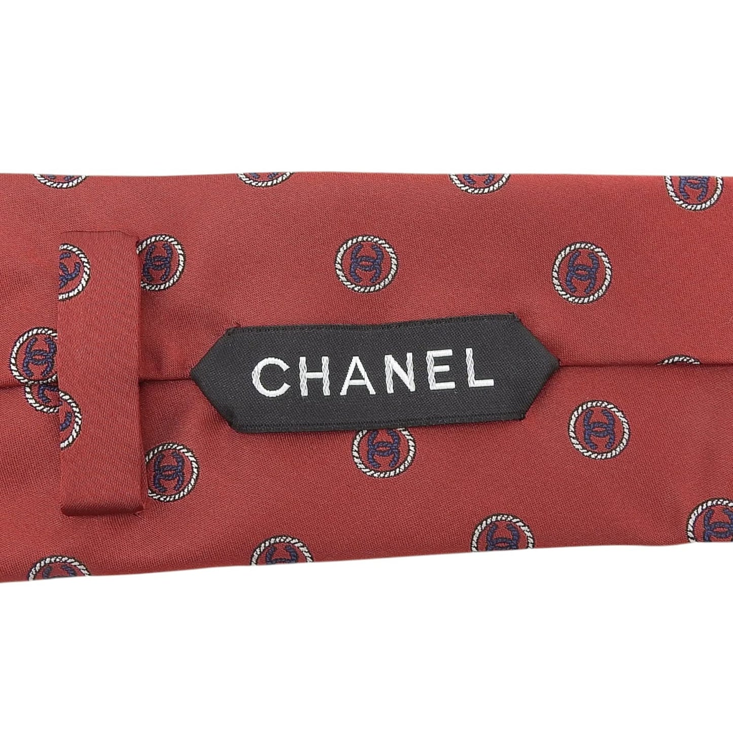Chanel 100% Silk Coco Mark Logo Design All-Over Print Tie