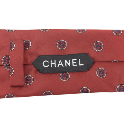 Chanel 100% Silk Coco Mark Logo Design All-Over Print Tie