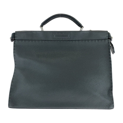 Fendi Selleria Peekaboo Grey Silver Hardware Leather 7Va406 Business Bag Briefcase
