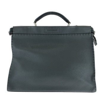 Fendi Selleria Peekaboo Grey Silver Hardware Leather 7Va406 Business Bag Briefcase