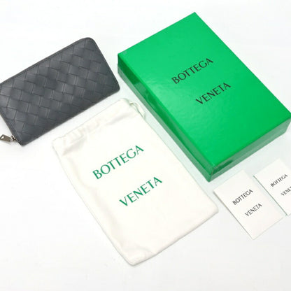 Bottega Veneta Intrecciato Zip Around Wallet Round 749427 Leather Gray K-157902
