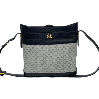 Gucci Old Gucci Micro Gg Logo Hardware Leather Genuine Shoulder Bag Pochette Navy 03913