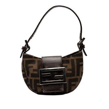 Fendi Zucca Mini Croissant Pouch Handbag 26673 Brown Canvas