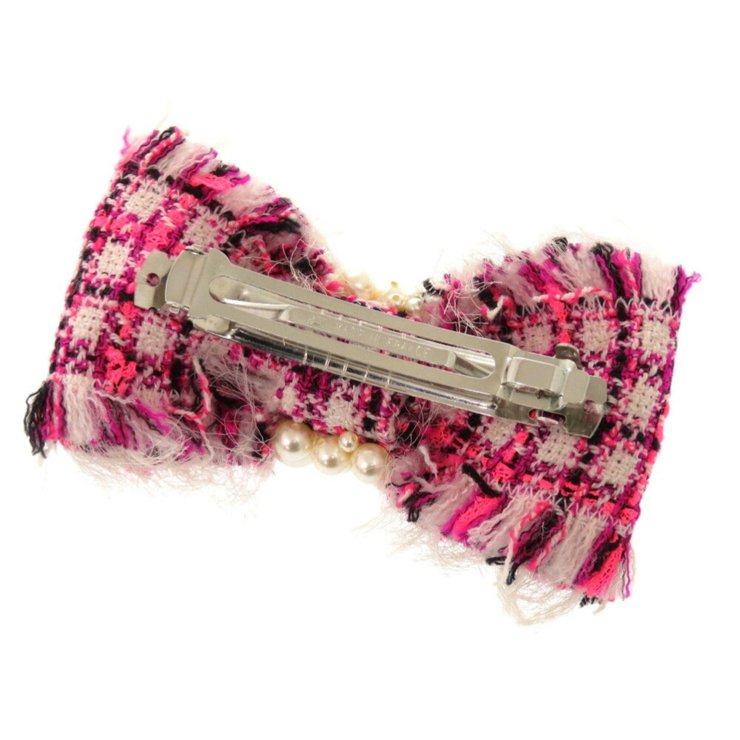 Chanel Barrette Tweed Faux Pearl Pink Coco Mark 0740 Chanel