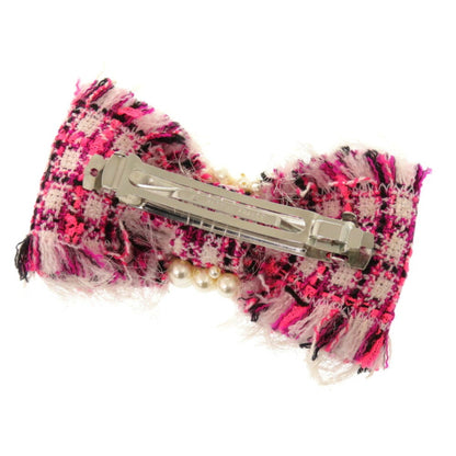 Chanel Barrette Tweed Faux Pearl Pink Coco Mark 0740 Chanel