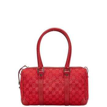 Gucci Gg Canvas Mini Boston Bag Handbag 000 0851 Red Leather