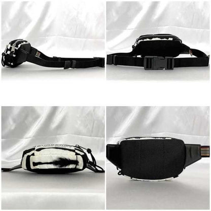 Burberry Body Bag Ec-22942 White Black 8028956 Nylon Leather Burberry Crossbody Belt Waist Pouch