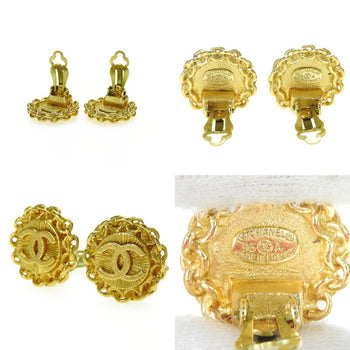 Chanel Coco Mark Earrings Gold Vintage