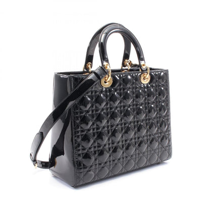 Christian Dior Dior Lady Large Cannage Handbag Patent Leather