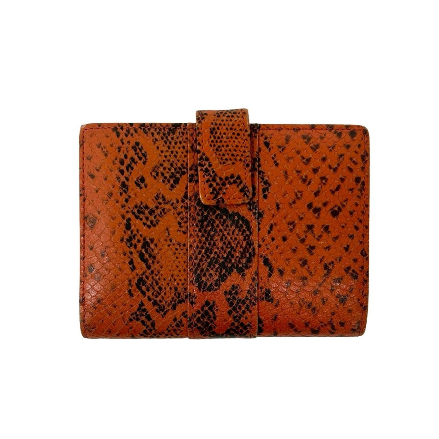 Yves Saint Laurent Logo Embossed Leather Bifold Wallet Orange Black 29891