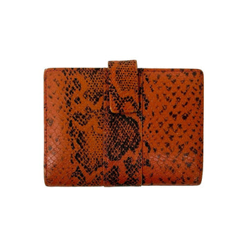Yves Saint Laurent Logo Embossed Leather Bifold Wallet Orange Black 29891