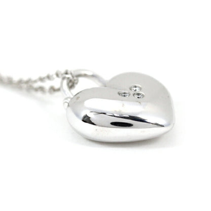 Tiffany Necklace Sentimental Heart 3P Diamond K18 Wg 750 Pendant White Gold