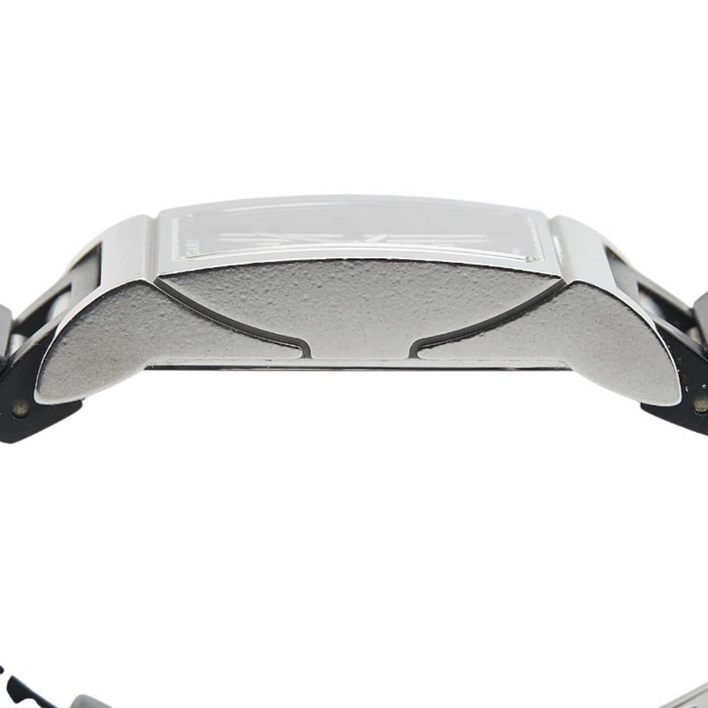 Bvlgari Rettangolo Watch Rt39S Quartz Black Dial Stainless Steel Rubber