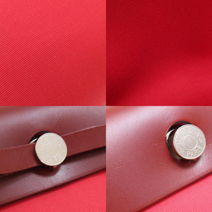 Hermes Airbag Zip Pm Red Handbag Toile Officier
