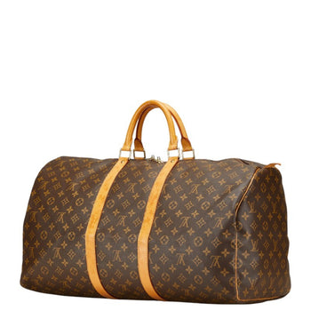 Louis Vuitton Monogram Keepall 55 Boston Bag/Travel Bag M41424 Brown Leather