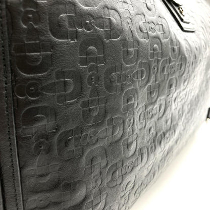 Gucci 293580 Abby Tote Bag Horsebit Pattern Black Leather