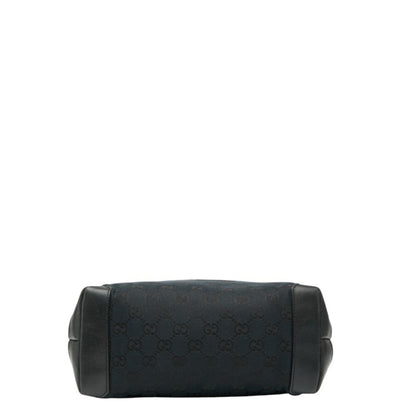 Gucci Gg Canvas Handbag 019 0402 Black Leather