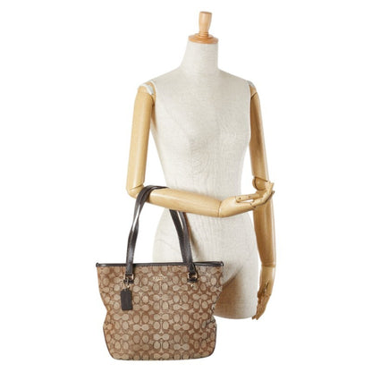 Coach Signature Handbag Tote Bag F58282 Brown Canvas