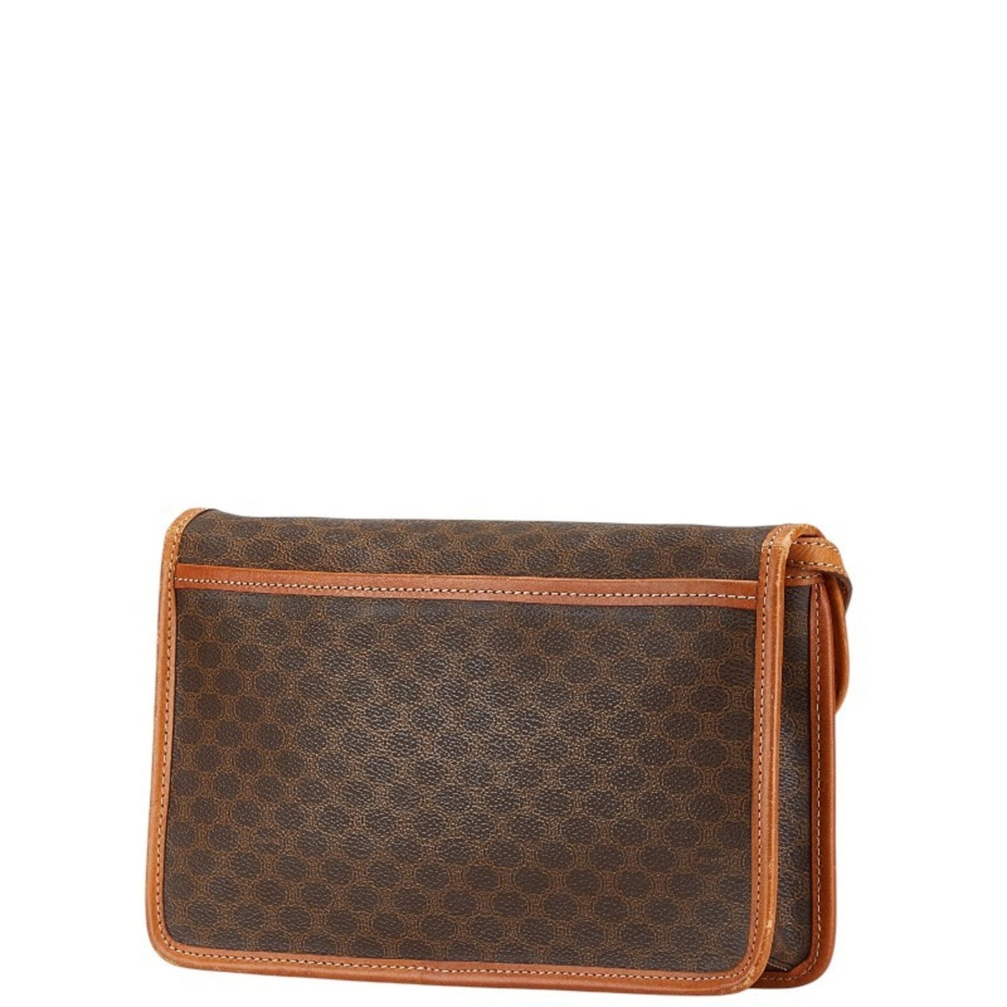 Celine Macadam Shoulder Bag Brown Leather