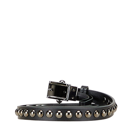 Christian Dior Dior Cd Logo Studded Belt In Black Leather