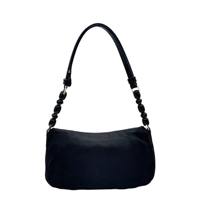Christian Dior Maris Pearl Nylon Handbag In Black